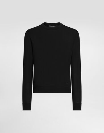 Dolce & Gabbana Rundhalspullover aus Seide Schwarz GXX02ZJBSLV