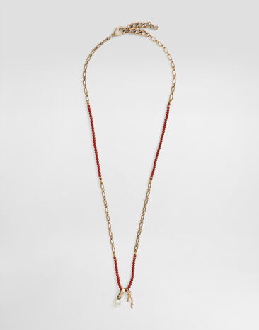 Dolce & Gabbana Metal necklace with gemstones and charms Gold WNO5C3W1111