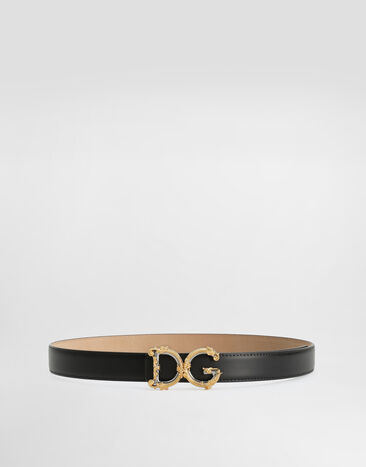 Dolce & Gabbana Calfskin belt with logo Black BE1348AZ831