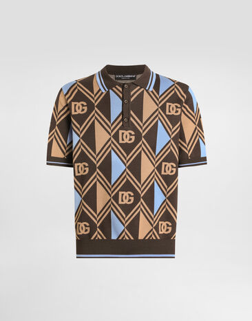 Dolce & Gabbana Cotton-jacquard piqué polo shirt Multicolor GXZ89TJBCHB