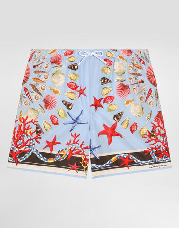 Dolce & Gabbana Boxer medio in tela stampa conchiglie Multicolore L4J818ON07W