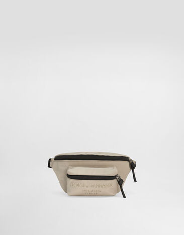 Dolce & Gabbana Nylon belt bag with Dolce&Gabbana logo Beige EM0103AB124