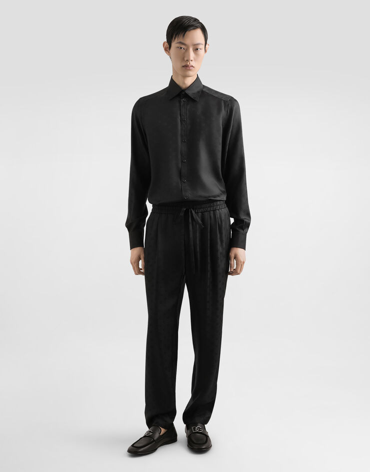 Dolce & Gabbana DG logo martini jacquard shirt Black G5MM4TFJ1JY