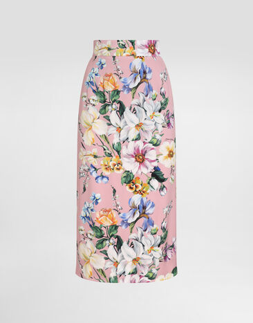 Dolce & Gabbana Floral-print charmeuse calf-length skirt Print F4CS8TFSA7G