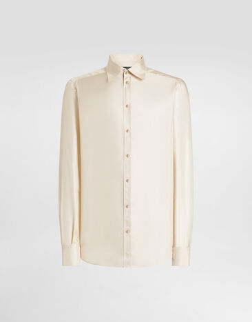 Dolce & Gabbana Martini shirt in silk twill Beige G5MM4TFU10S