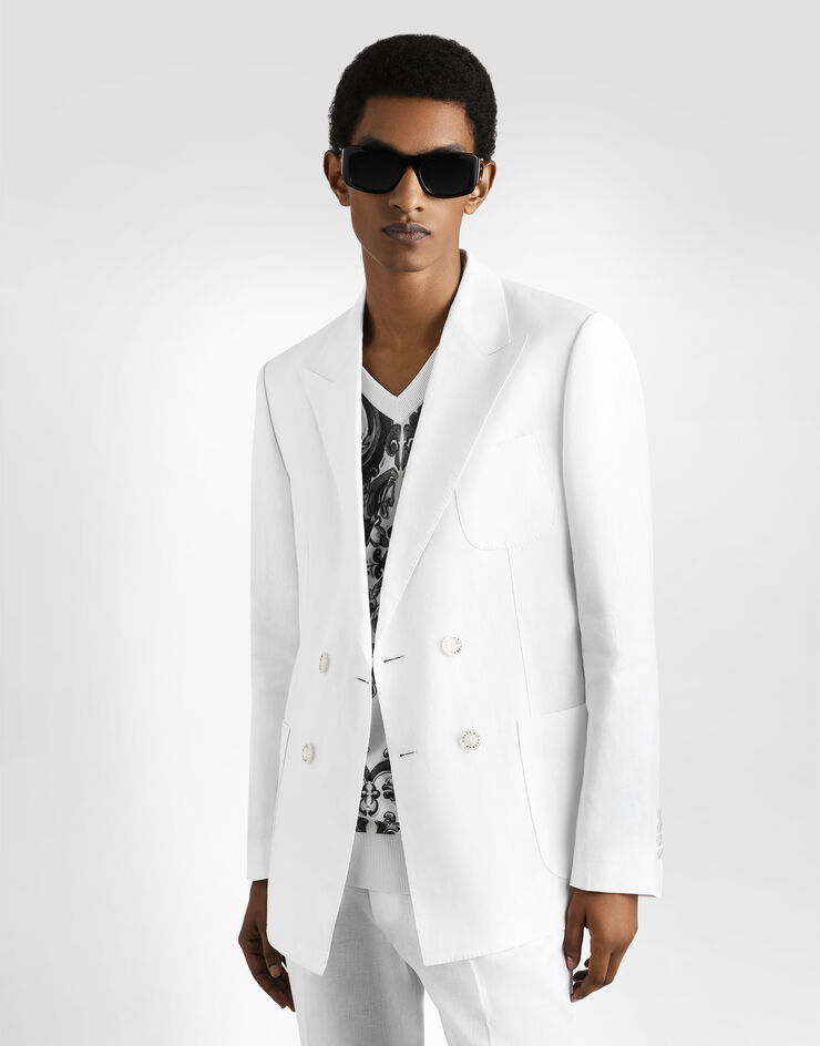 Dolce & Gabbana Portofino double-breasted linen jacket White G2NZ2TFU4JB