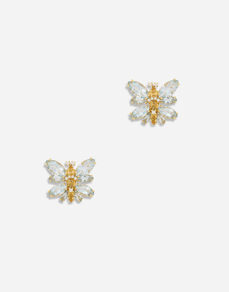 Dolce & Gabbana Butterfly Earrings 18-carat yellow gold and aquamarine Gold WEJI3GWAQ03