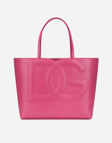 Dolce & Gabbana Mittelgroßer Shopper DG Logo Bag aus Kalbsleder Lila BB7338AW576