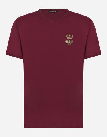 Dolce & Gabbana Cotton T-shirt with embroidery Bordeaux G8PV1ZG7WUQ